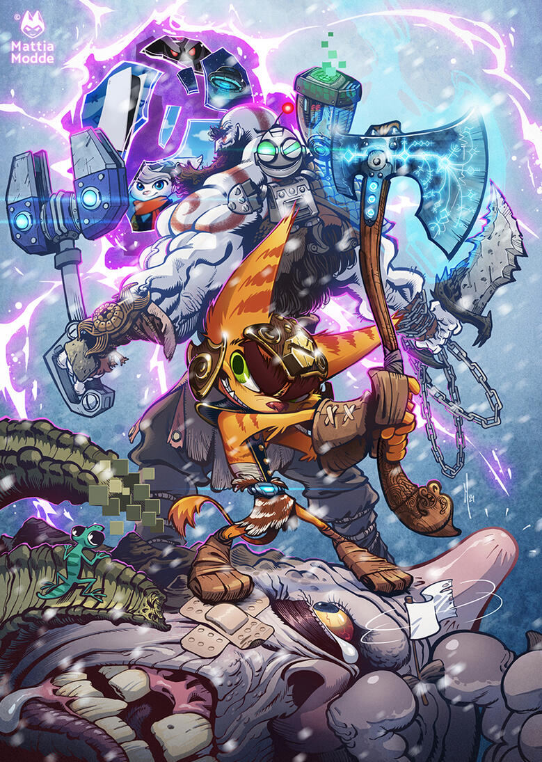 Ratchet / Disegno tradizionale - Colorazione digitale